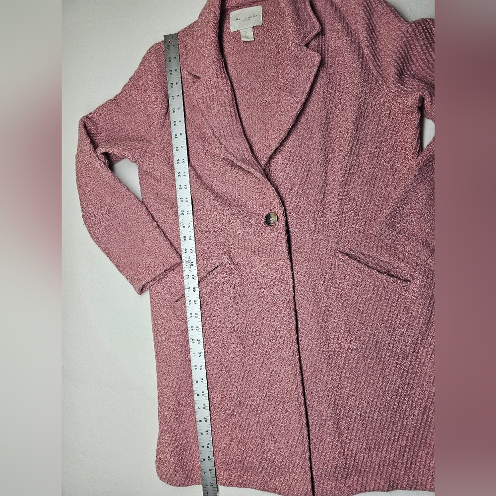 Christian Siriano New York Pink Textured Knit Longline Blazer Peacoat Jacket‎ L - Picture 8 of 8